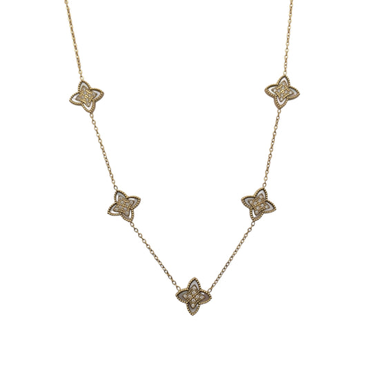 Collier Trèfles Blanc Nacré Acier Inoxydable - Chance