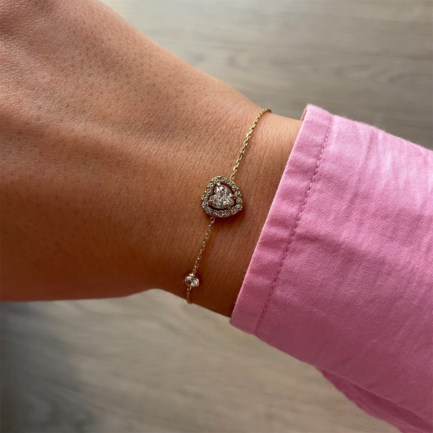 Bracelet Cœur Acier Inoxydable - Cristal