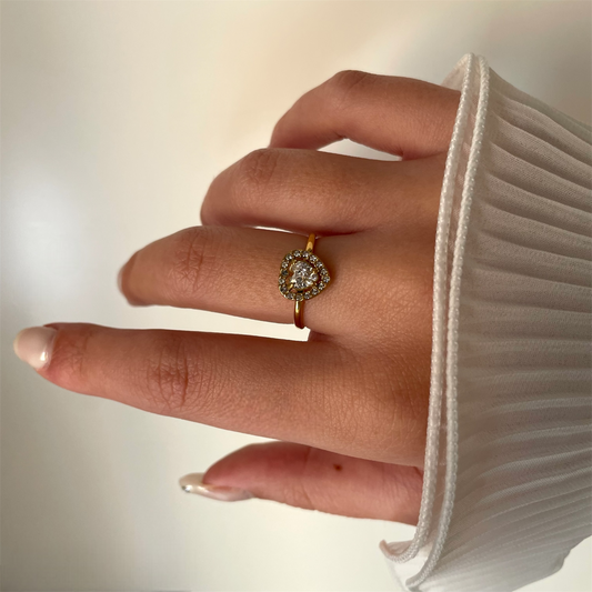 Bague Cœur Acier Inoxydable - Cristal