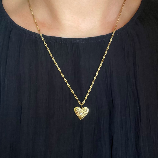 Collier Coeur Acier Inoxydable - Corazon Doré