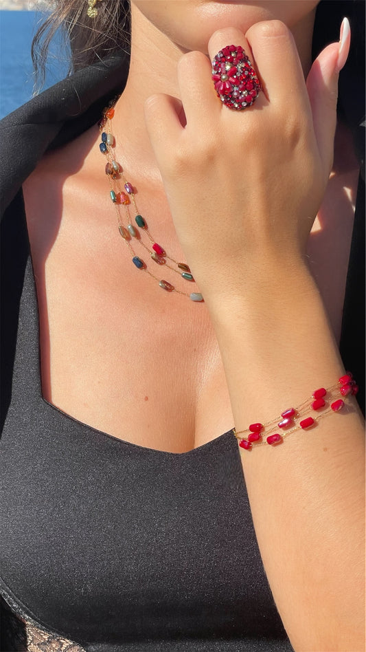 Bracelet Perles Bordeaux - Eva