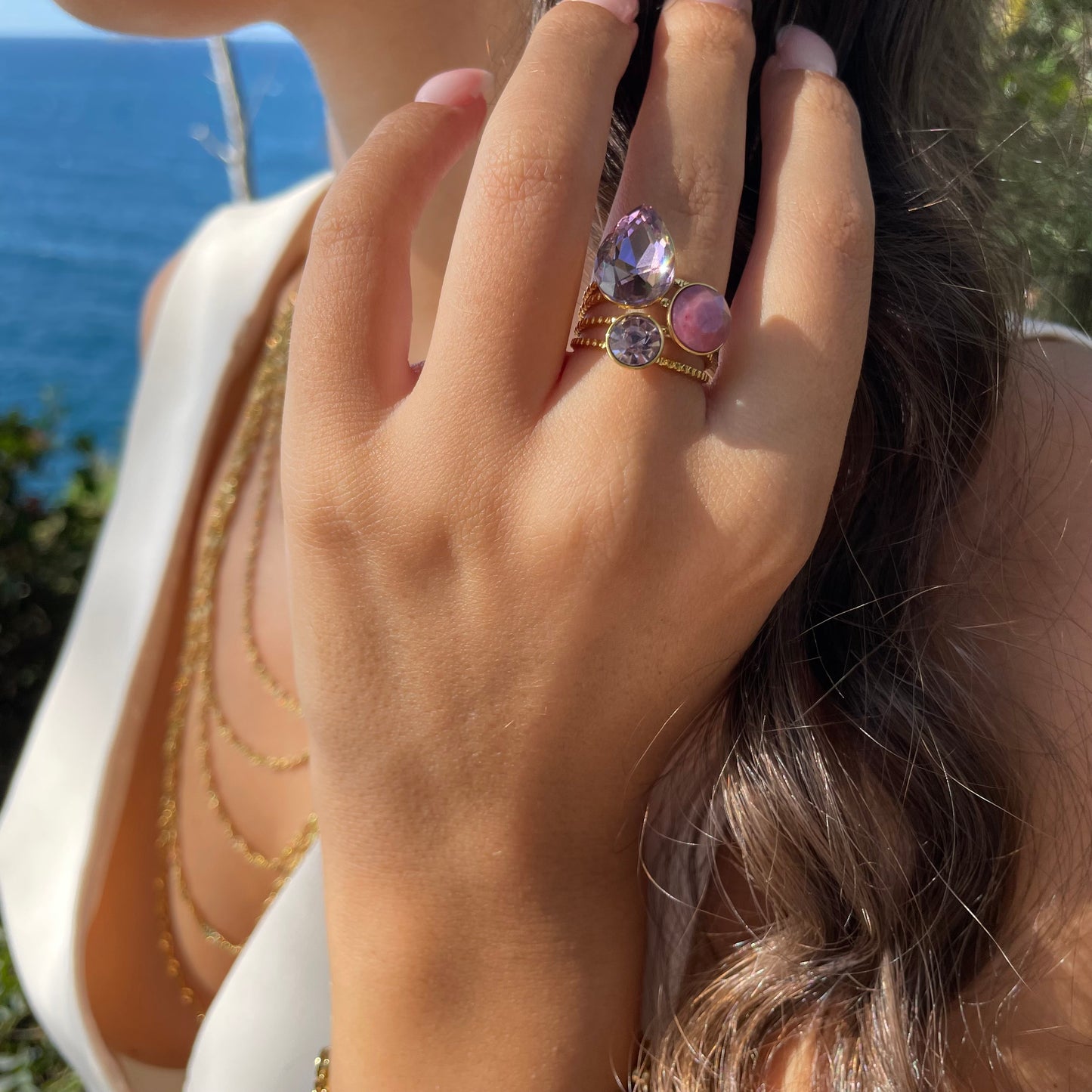 Bague Cristaux & Pierres Acier Inoxydable - Roxy