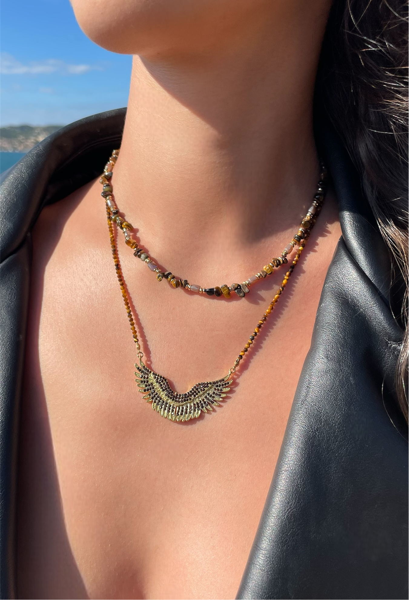 COLLIER AILES ŒIL DE TIGRE