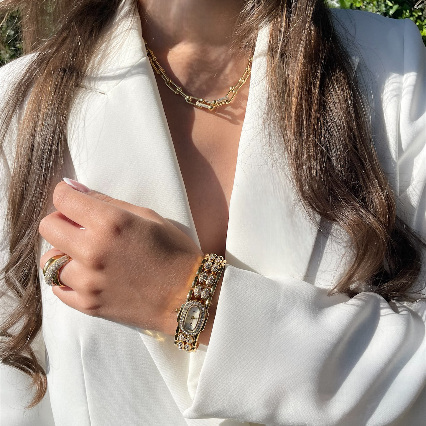 Montre Cadran Ovale Oxyde de Zirconium Vintage - Gisèle