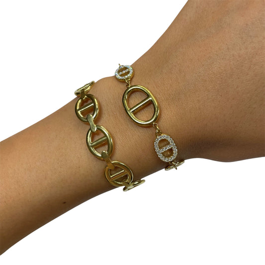 Bracelet Maille Marine Acier Inoxydable Strass - Hailey