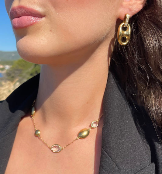 Boucles d’oreilles maille marine tendance pour femme en acier doré