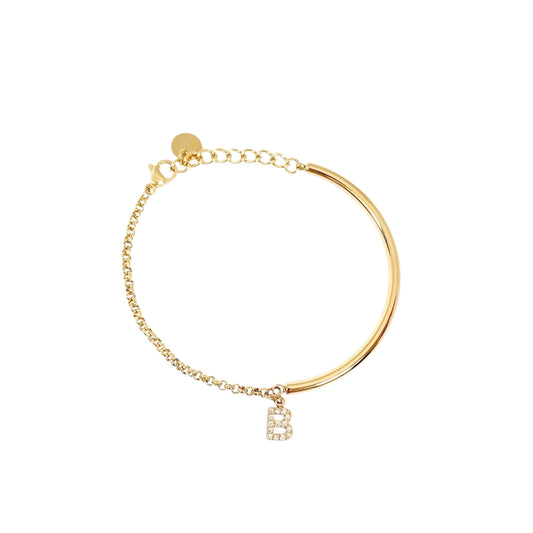 Bracelet initiale personnalisable en acier inoxydable pour femme