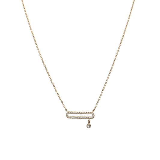 Collier barre horizontale fine zircon en acier inoxydable doré pour femme