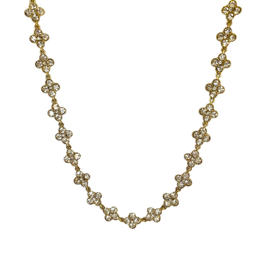 Collier trèfles serti d’oxyde de zirconium en acier inoxydable doré pour femme