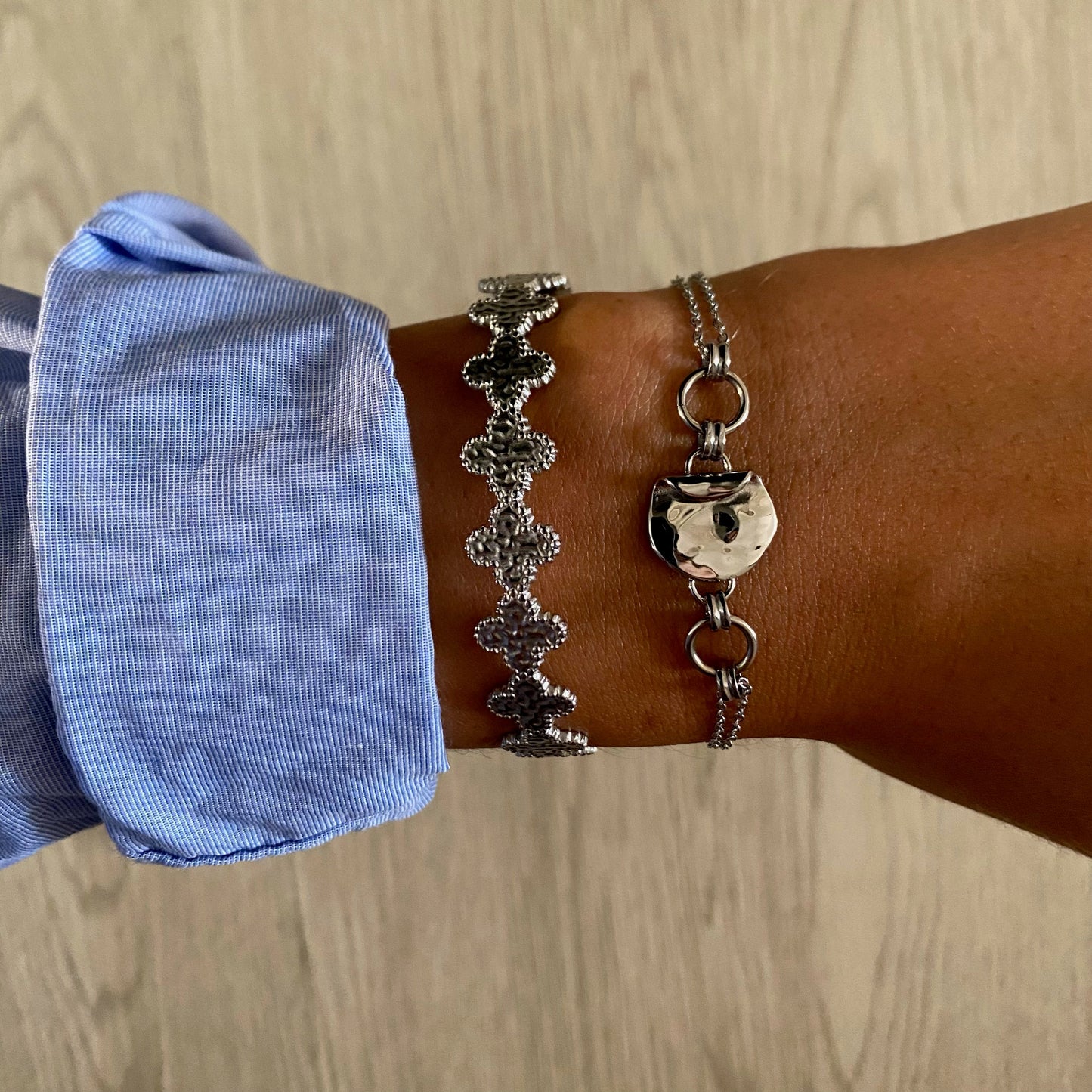 Bracelet Jonc Trèfles Acier Inoxydable - Amalia