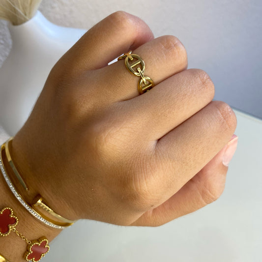 Bague Maille Marine Acier Inoxydable Doré - Hailey