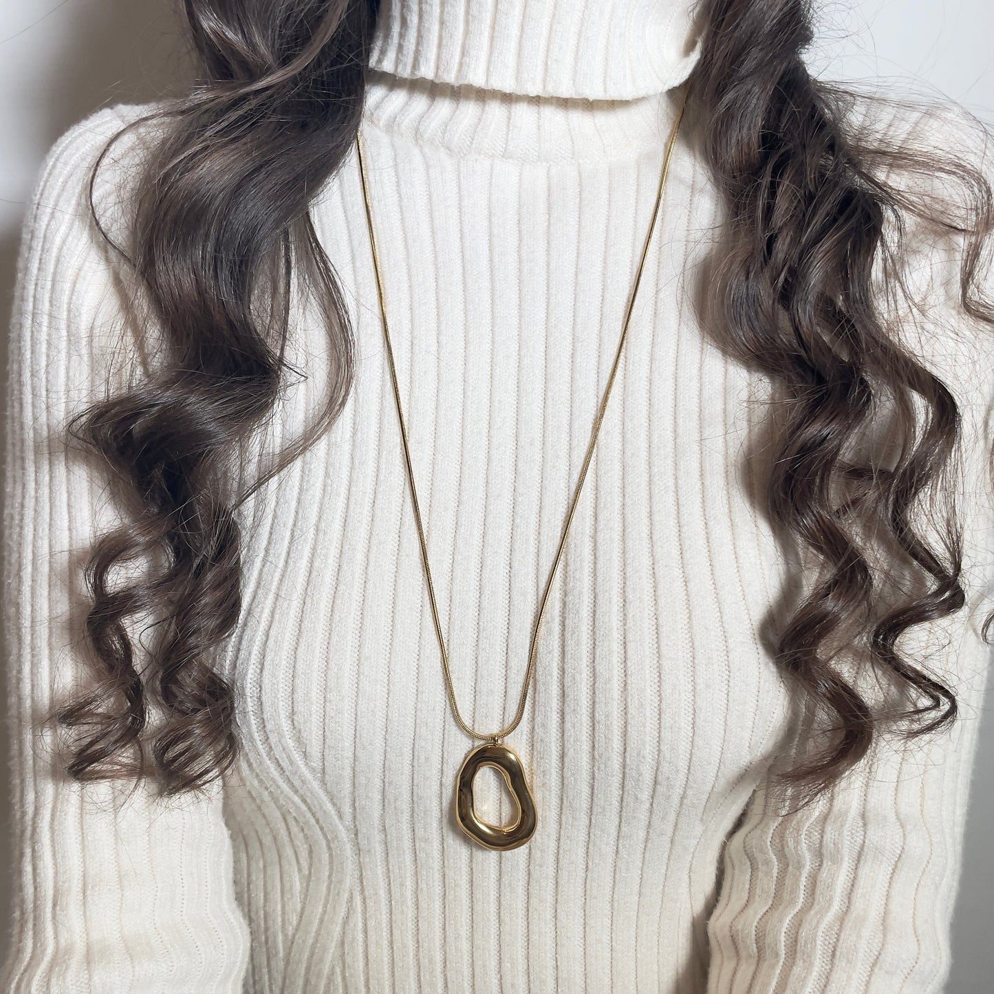 Sautoir maillon doré en acier inoxydable tendance femme