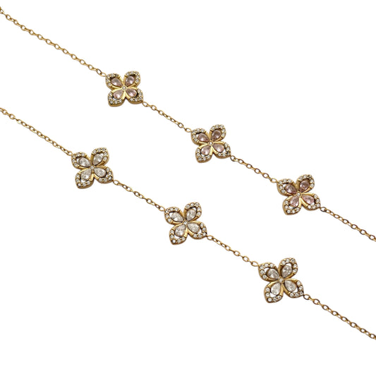 Bracelet Trèfles White Pink Acier Inoxydable - Chance