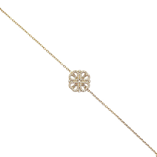 Bracelet Trèfle scintillant Acier Inoxydable - Chance