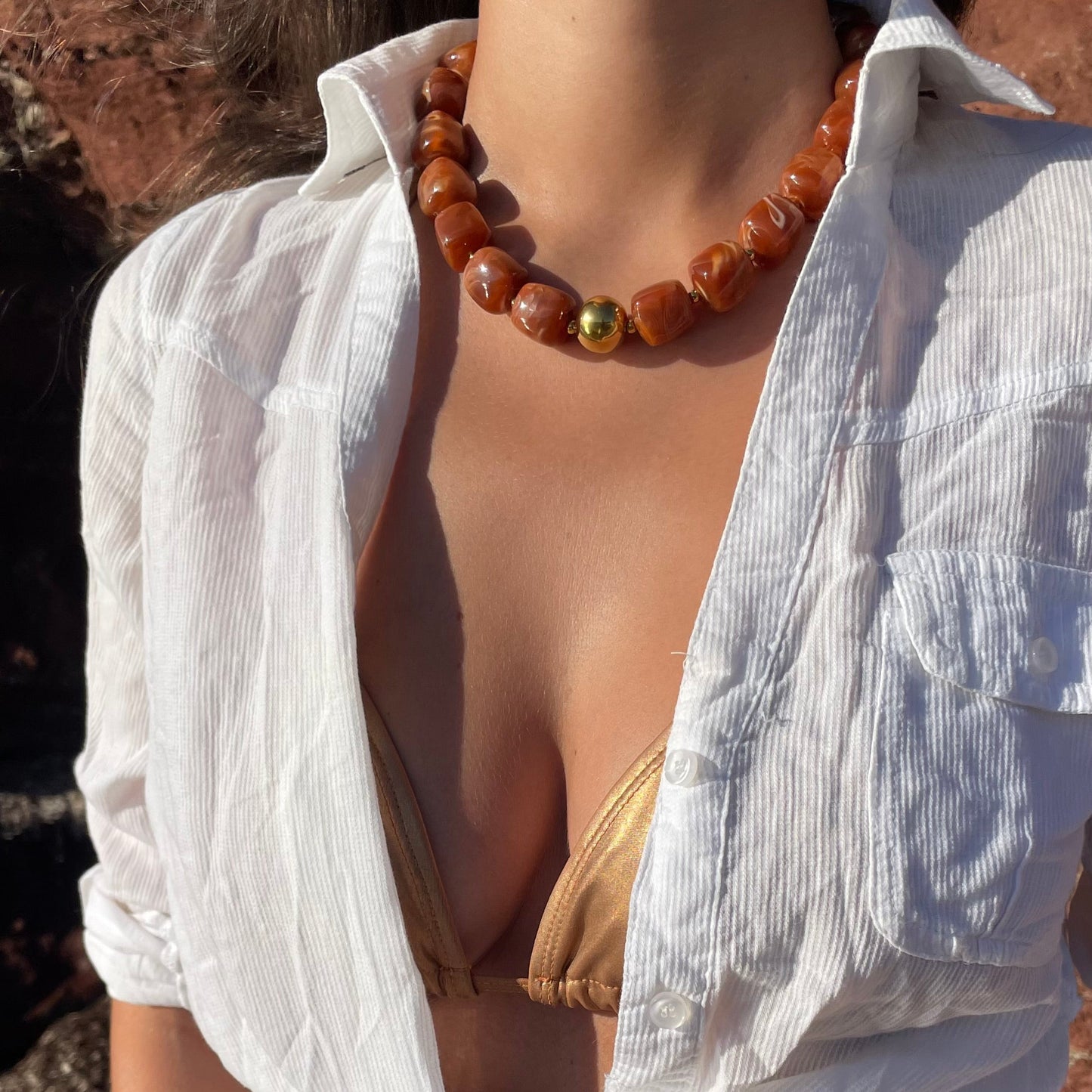 COLLIER OLYMPE MARRON