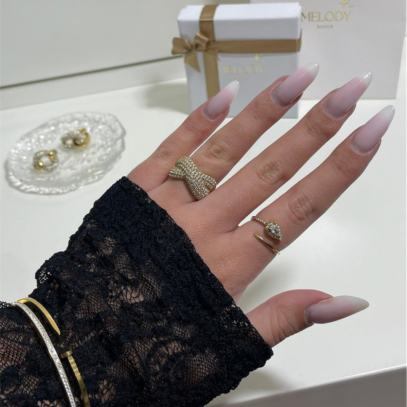 Bague noeud strass Acier Inoxydable - Pamela