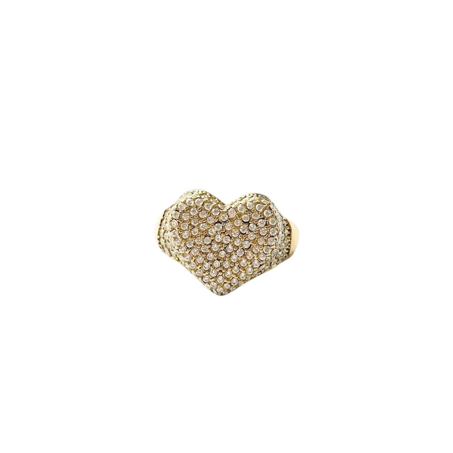 Bague Cœur Scintillant ajustable en acier inoxydable doré avec pierres brillantes.