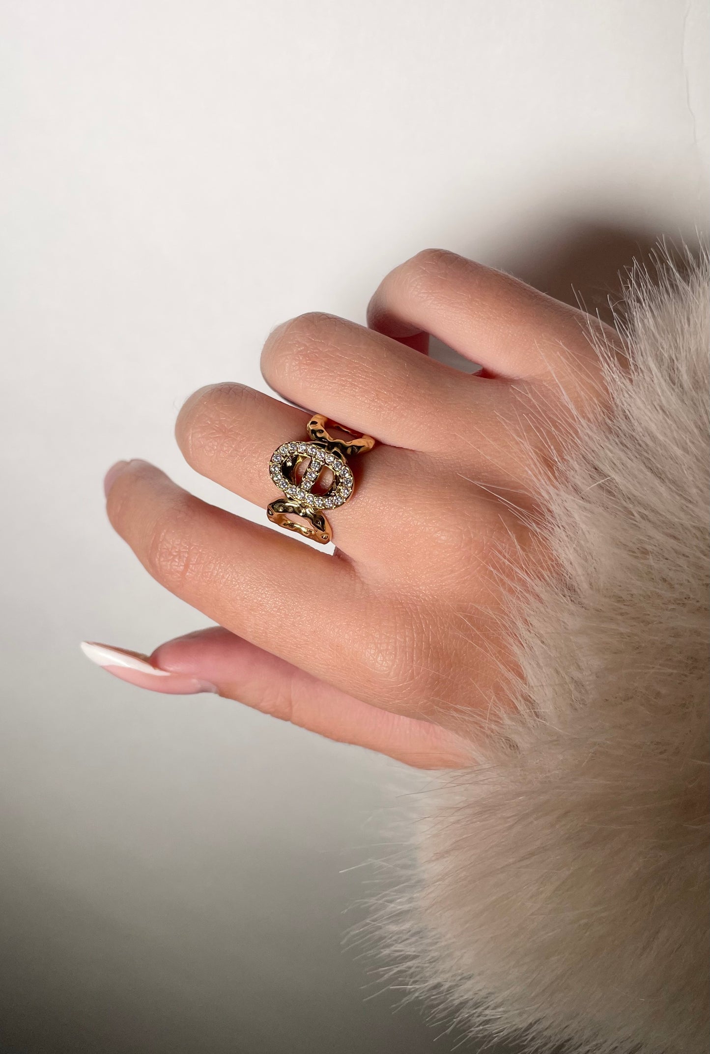 Bague brillante maille marine martelé en acier inoxydable pour femme 