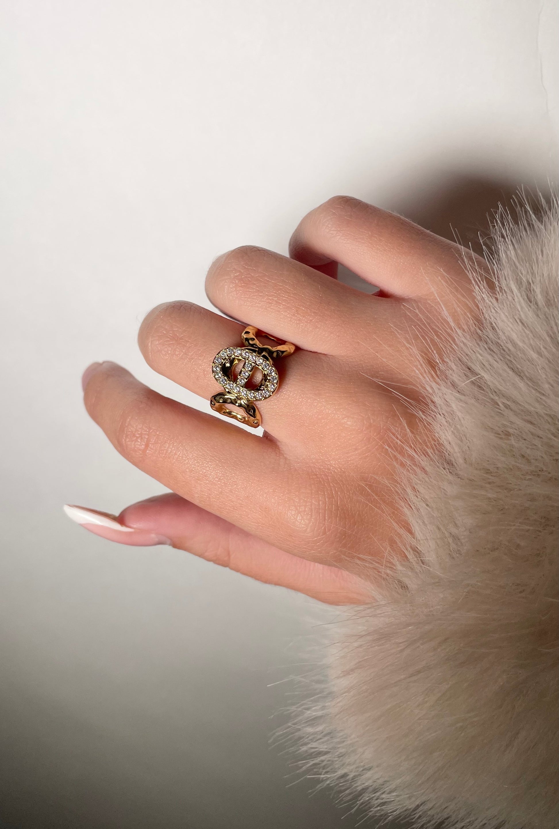 Bague brillante maille marine martelé en acier inoxydable pour femme 