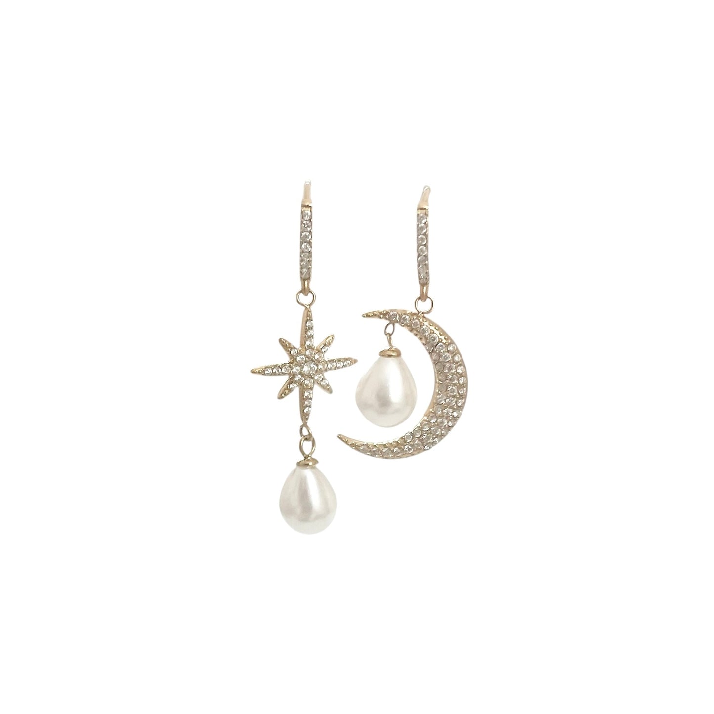 Boucles d’oreilles Céleste demi lune et étoile doré en acier inoxydable pour femme