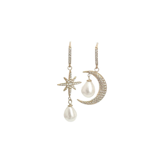Boucles d’oreilles Céleste demi lune et étoile doré en acier inoxydable pour femme