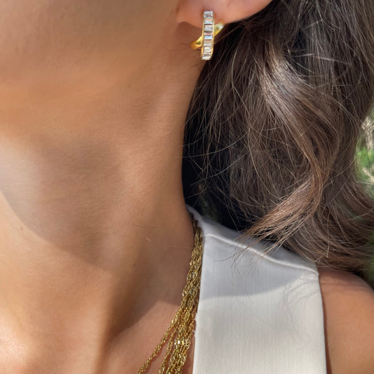 Boucles d’oreilles en forme de croix en acier inoxydable doré tendance femme 