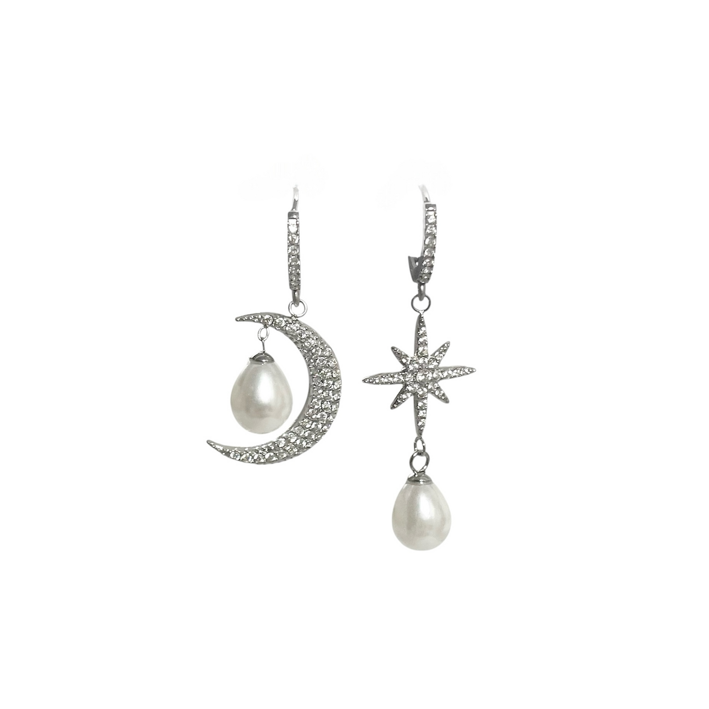 Boucles d’oreilles Céleste demi lune et étoile argenté en acier inoxydable pour femme