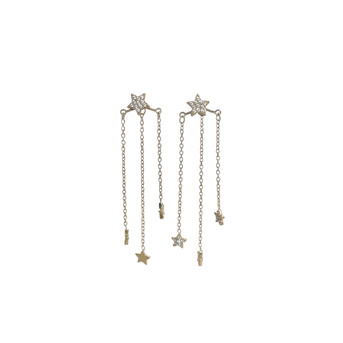 Boucles d’oreilles pendantes étoiles doré en acier inoxydable pour femme 