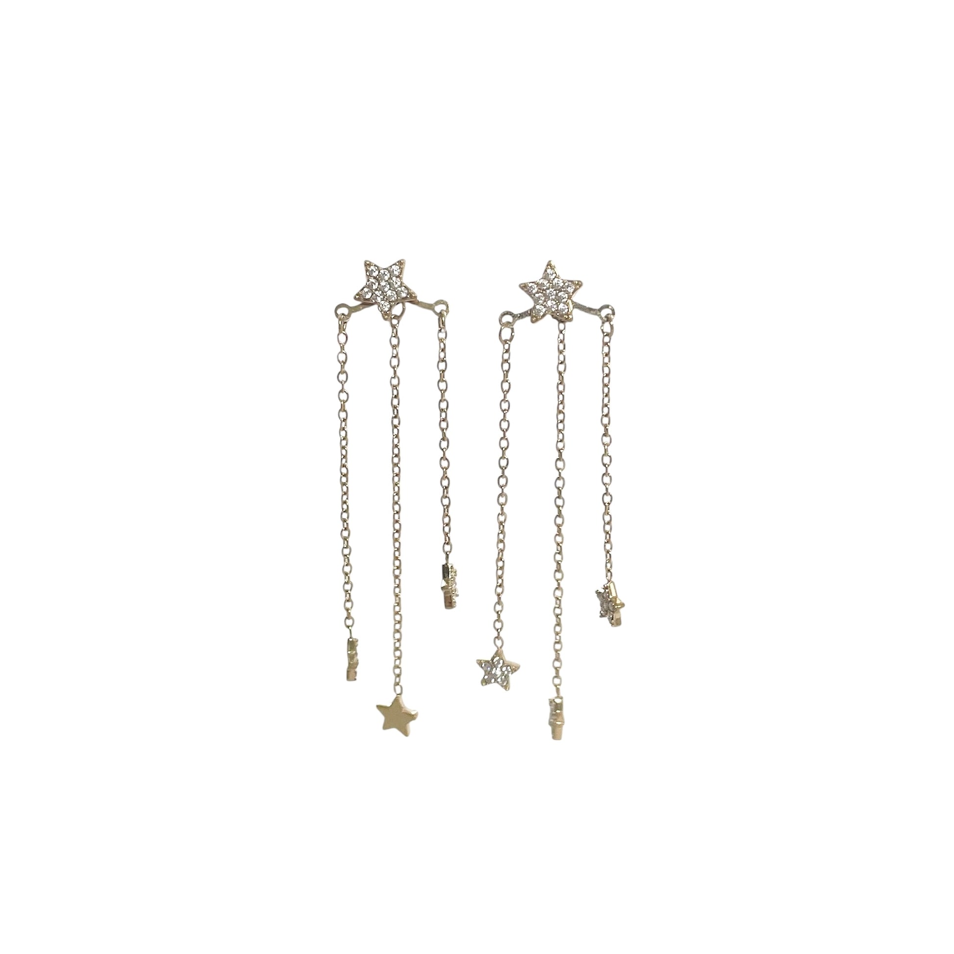 Boucles d’oreilles pendantes étoiles doré en acier inoxydable pour femme 