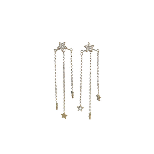 Boucles d’oreilles pendantes étoiles doré en acier inoxydable pour femme 