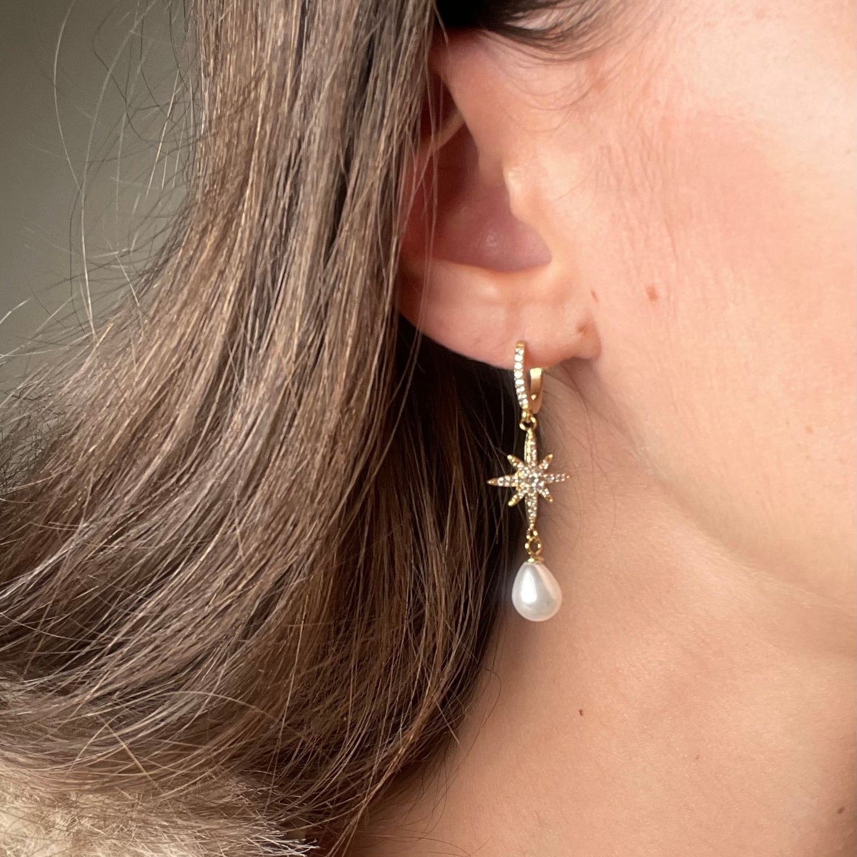 Boucles lune et étoile pour femme en acier inoxydable 