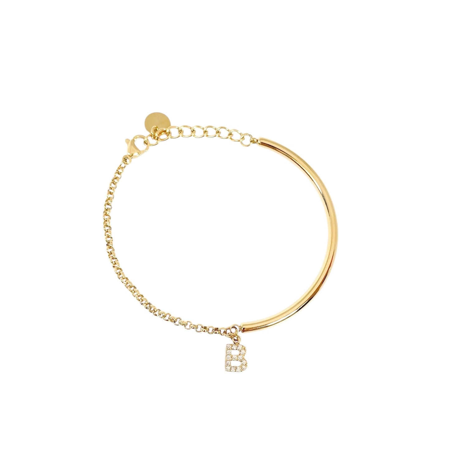Bracelet initiale personnalisable en acier inoxydable pour femme 