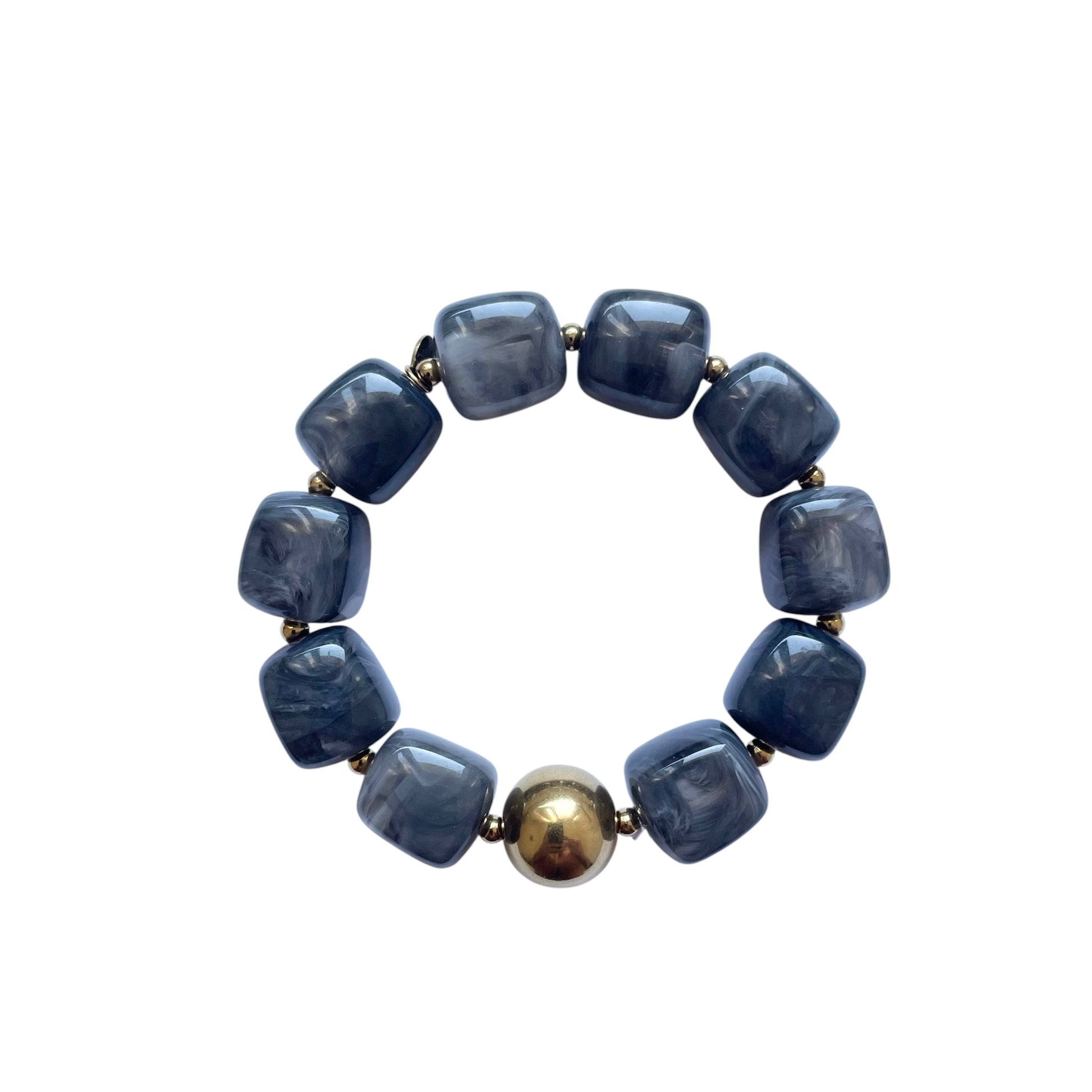 Bracelet résine gris et acier inoxydable doré pour femme, tendance automne hiver 