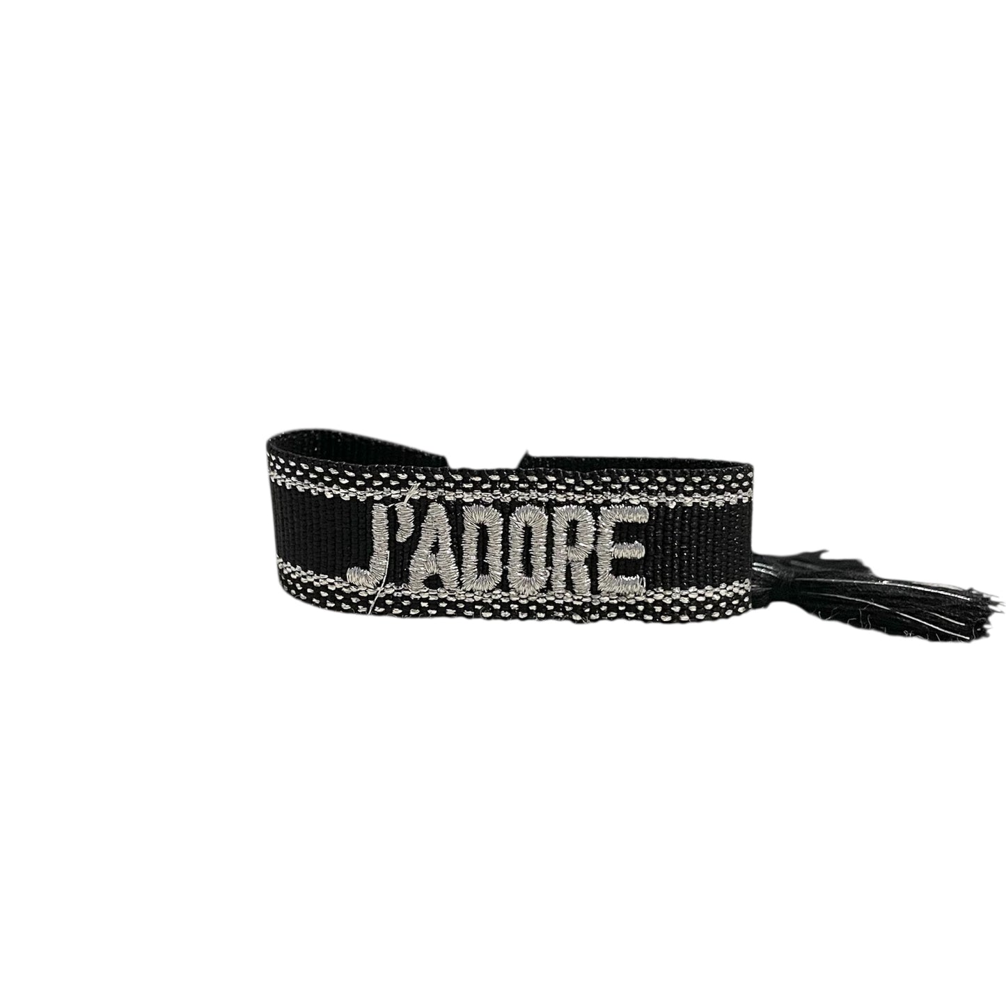 Bracelet tissu ajustable j'adore argenté tendance pour femme