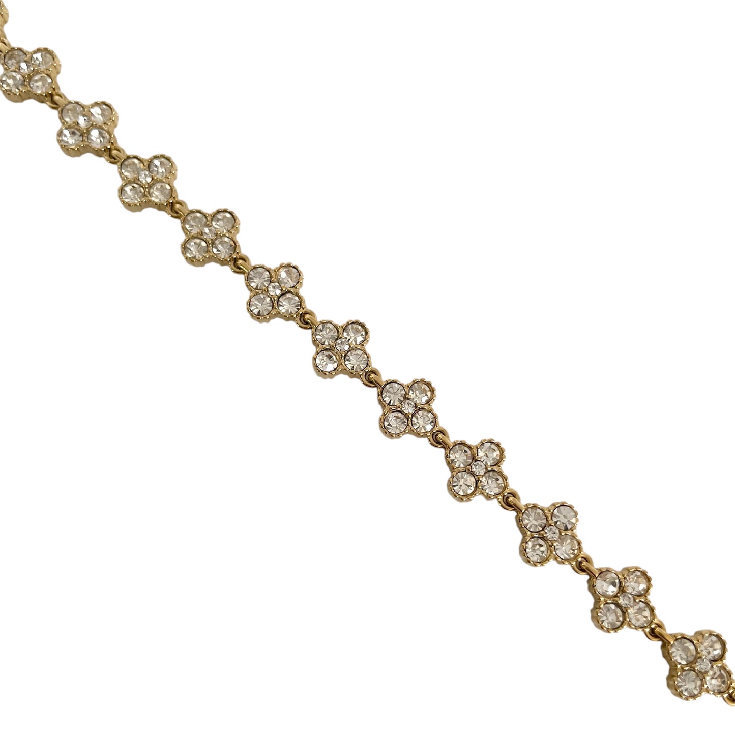 Bracelet trèfles serti de zirconium et acier inoxydable dore pour femme tendance 