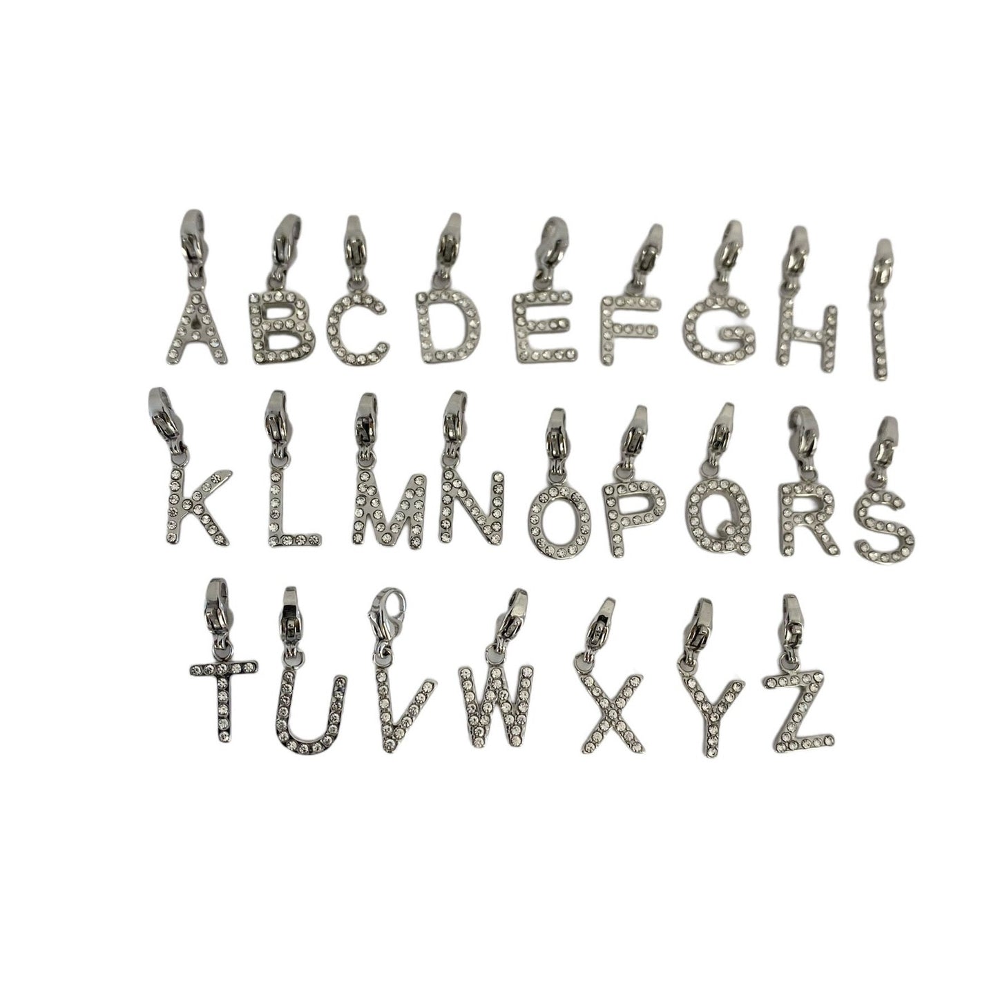 Charms lettres en acier argenté pour femme 