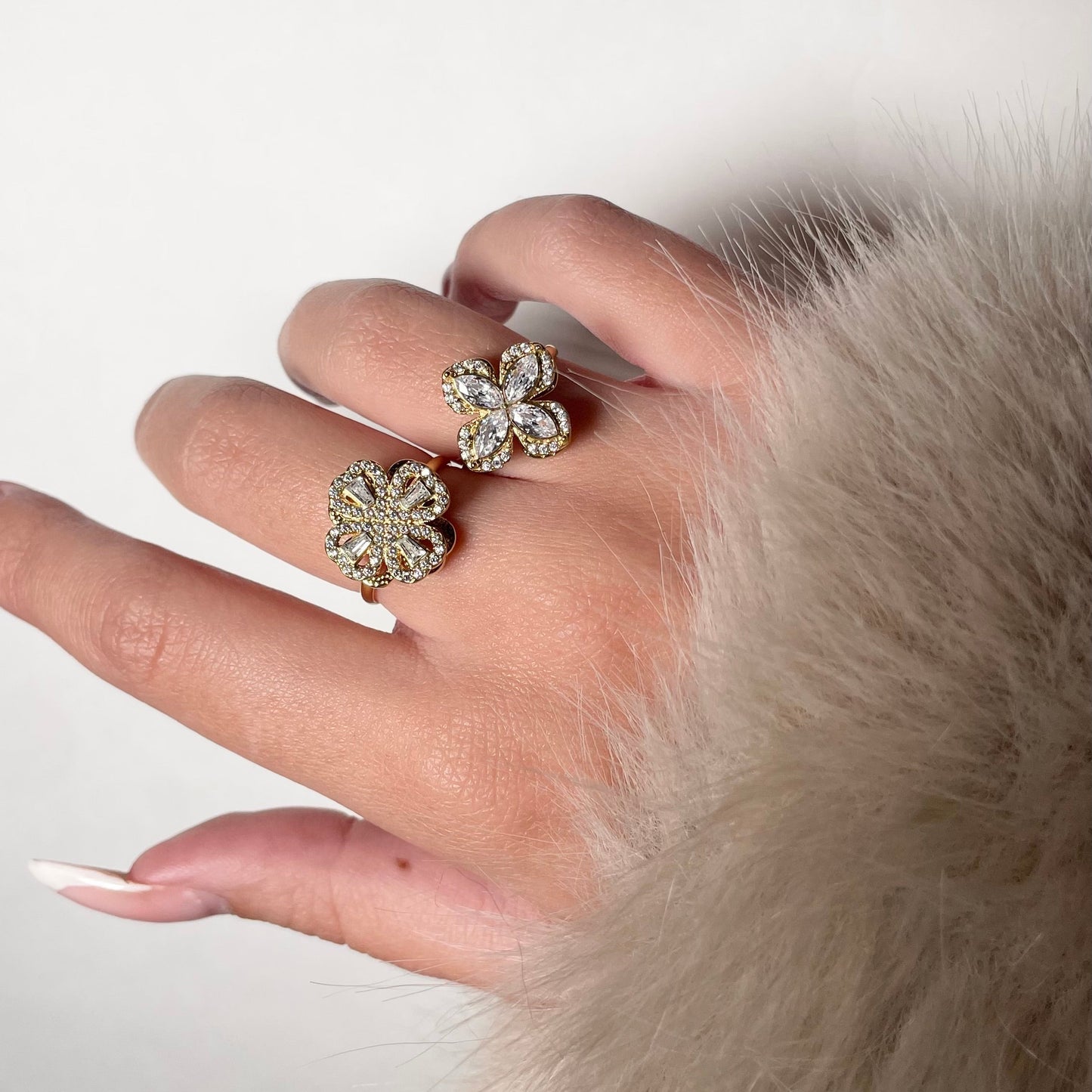 Coffret duo Bague anti-stress rotative en acier inoxydable doré pour femme