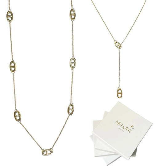 Coffret duo bijoux maille marine doré en acier inoxydable pour femme 