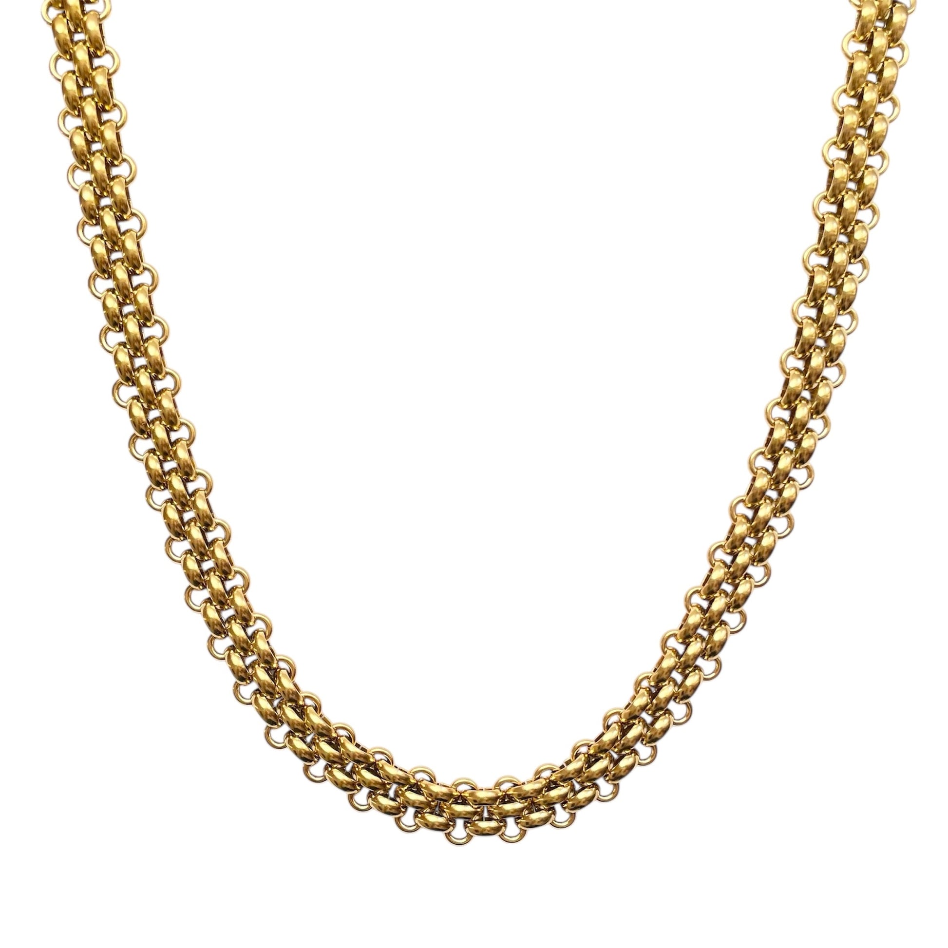 Collier à grosse maille en acier inoxydable doré pour femme 