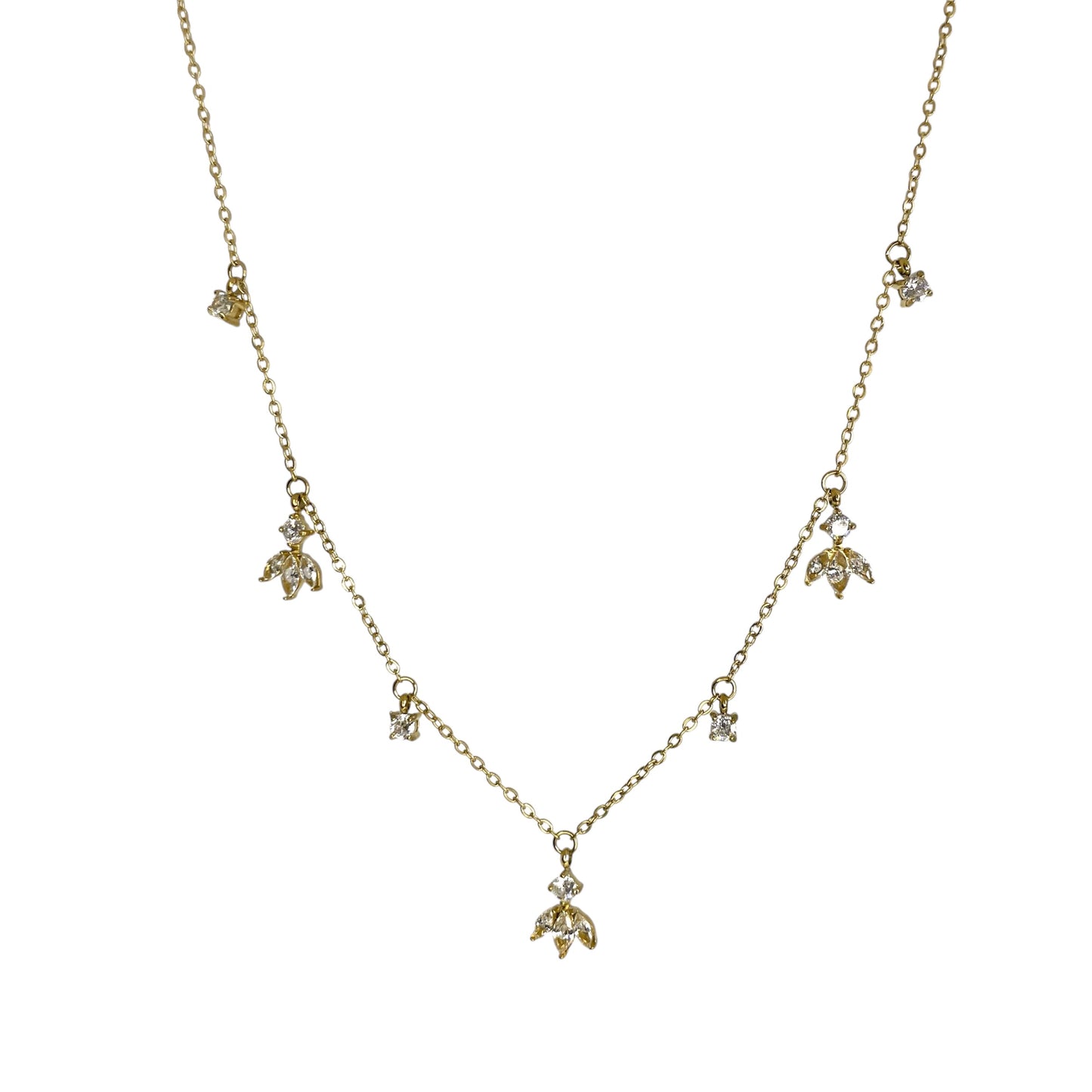 Collier pampilles fantaisie acier et zirconium pour femme 