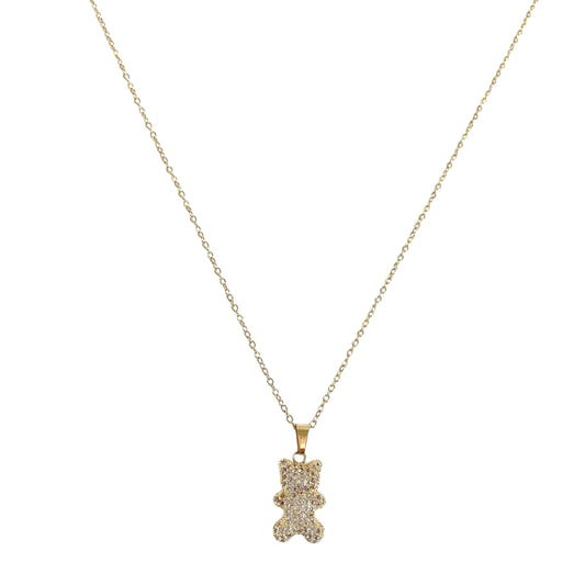 Collier avec Ourson en Acier inoxydable doré pour femme 