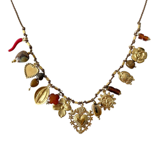 Collier breloques marrons tendance pour femme 