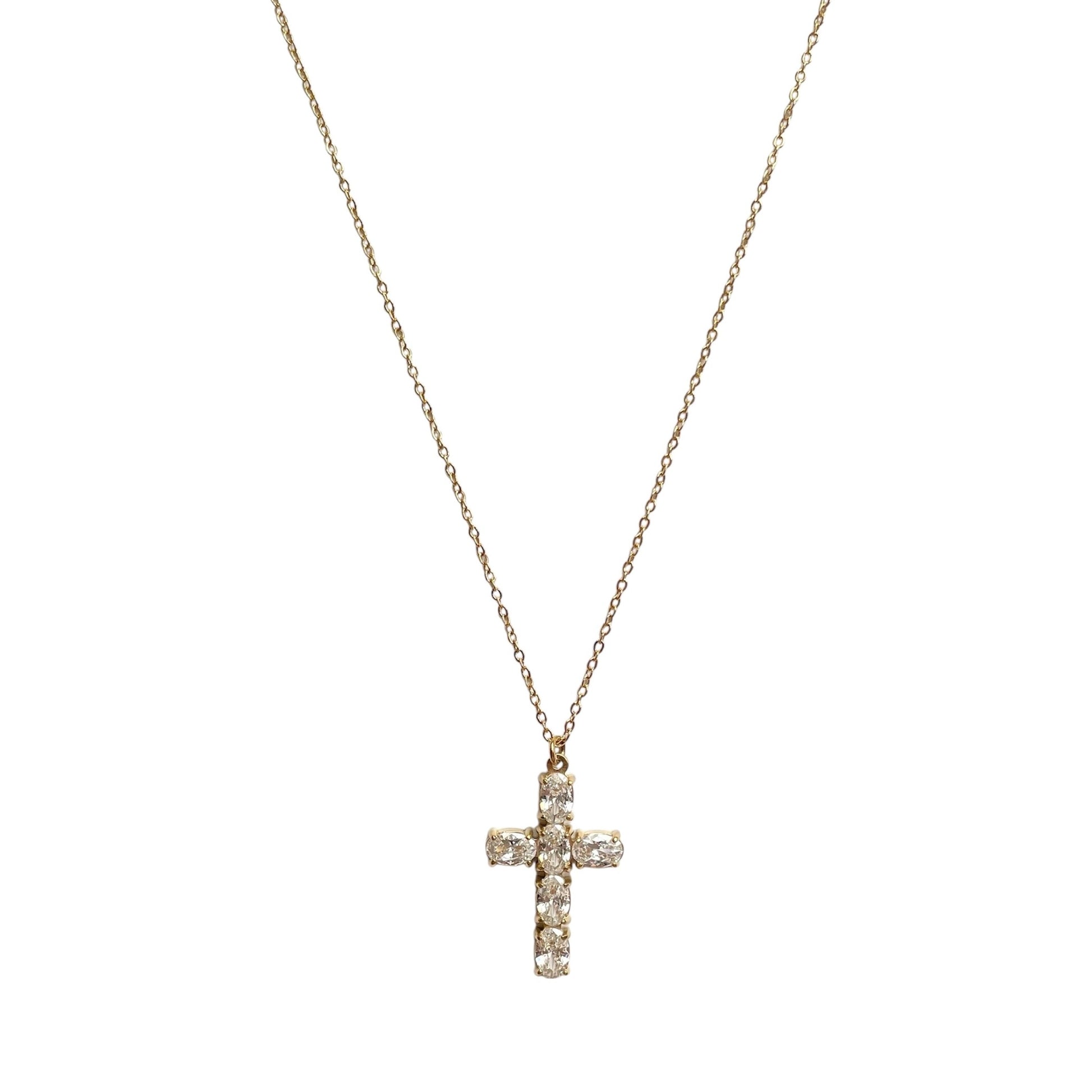 Collier croix doré en acier inoxydable et oxyde de zirconium tendance femme 