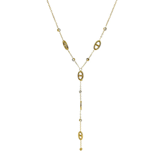 Collier maille marine en forme de y en acier inoxydable doré pour femme 