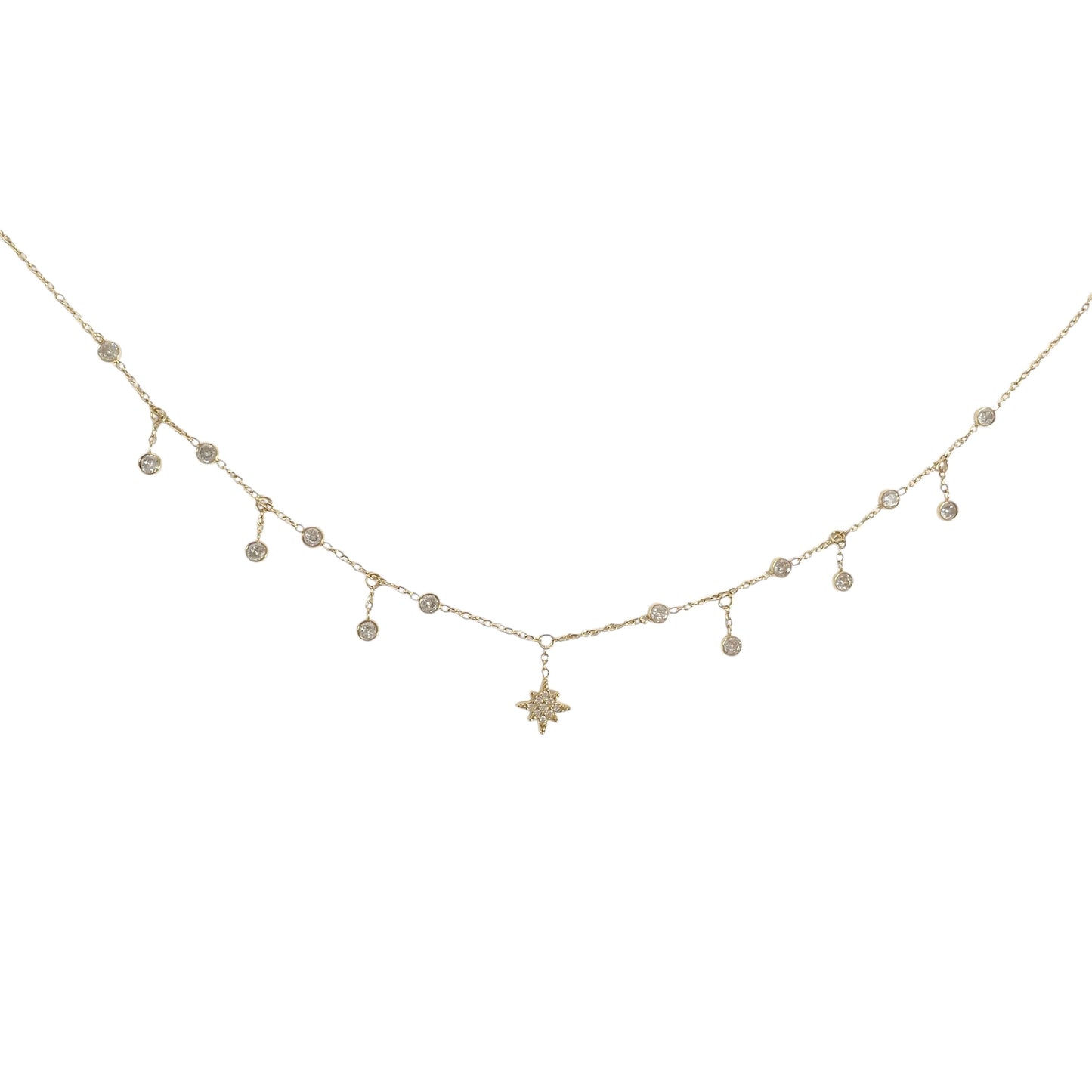 Collier étoile strass et zirconium en acier inoxydable doré tendance femme 