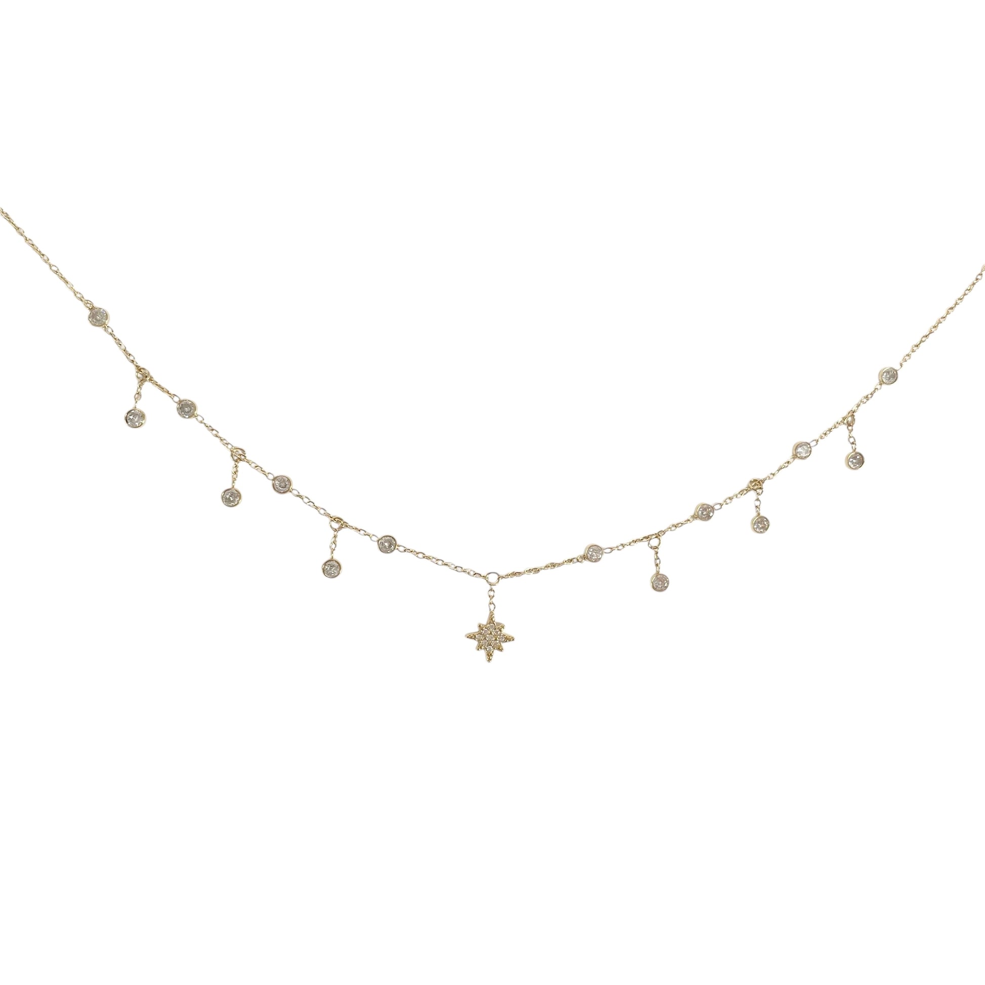 Collier étoile strass et zirconium en acier inoxydable doré tendance femme 