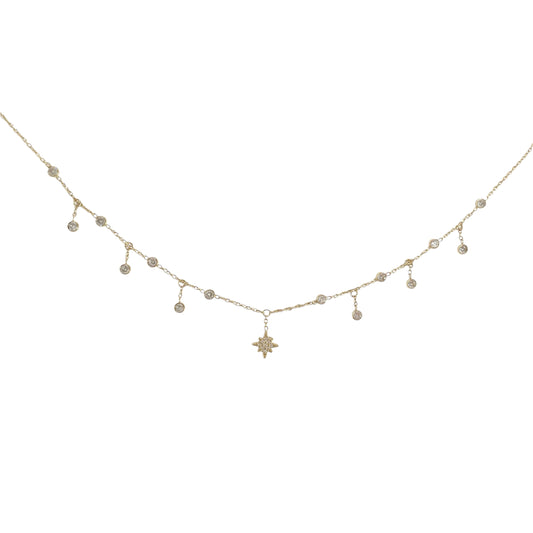 Collier étoile strass et zirconium en acier inoxydable doré pour femme 