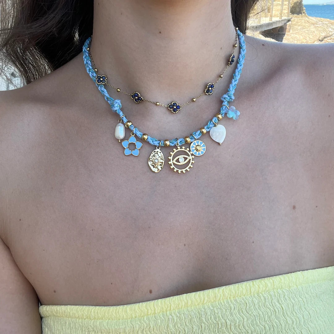 Collier oeil de protection breloque bleu pour femme 