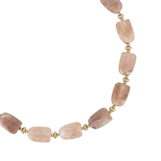 Collier de perles en résine couleur taupe pour femme 