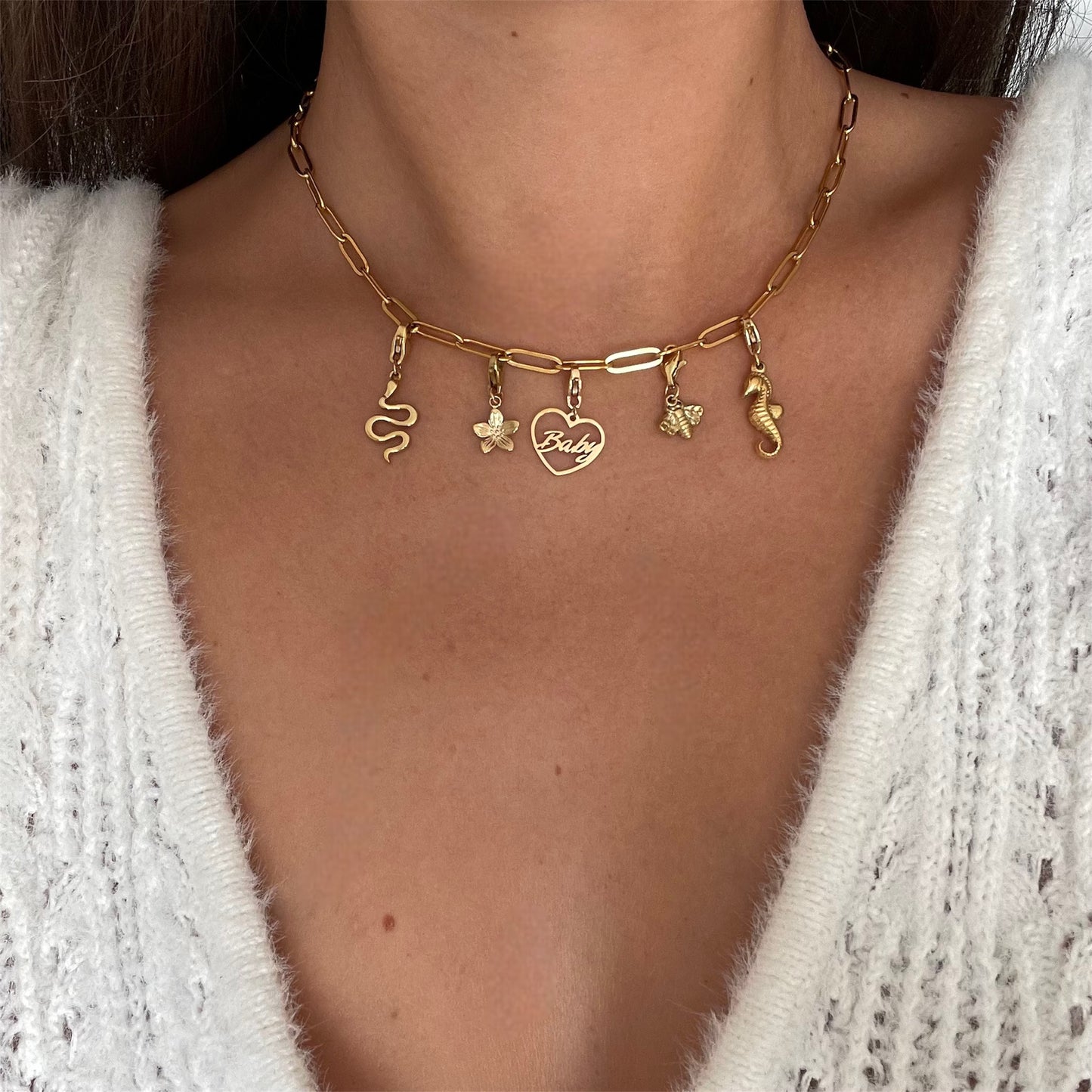 Collier Personnalisable avec charms et lettres tendance pour femme 